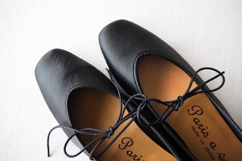 paris a velo | シュリンクレザー スクエアトゥシューズ - Daja