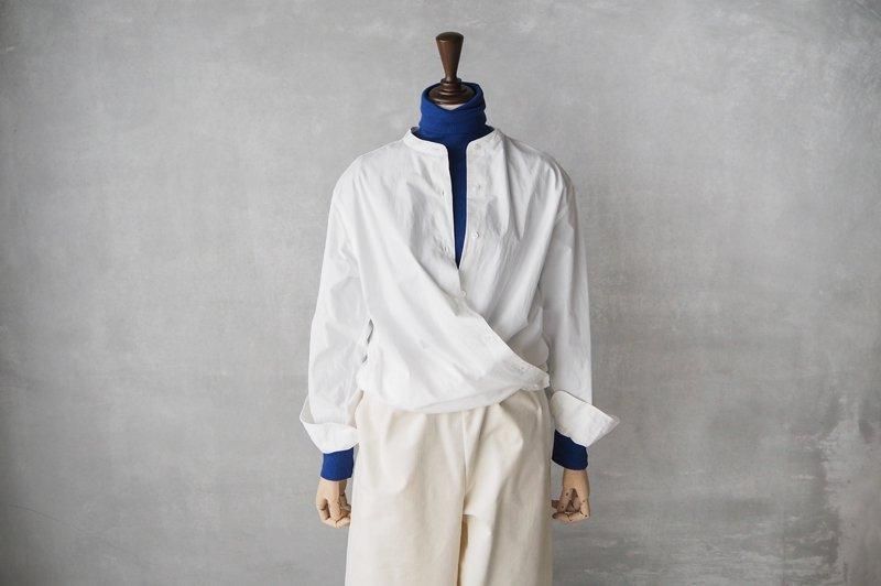 HAND ROOM WOMENS | スヴィンコットン バンドカラー2wayシャツ