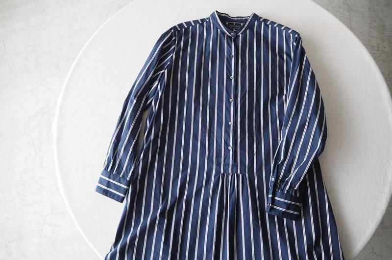 クラシックフロントストライプロングシャツ|ネイビー×ホワイト クラシックフロントストライプロングシャツ|ネイビー×ホワイト