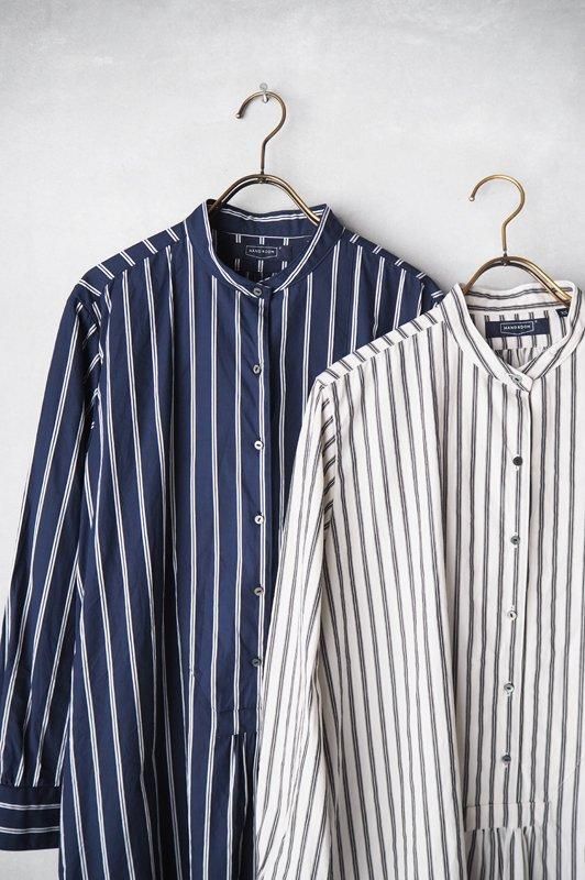 クラシックフロントストライプロングシャツ|ネイビー×ホワイト クラシックフロントストライプロングシャツ|ネイビー×ホワイト