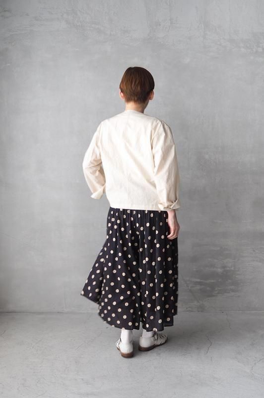 haversack　ハバーサック　ノーカラー　ジャケット　リネン HAVERSACK ハバーサック リネンカラーレスジャケット Ecru - C