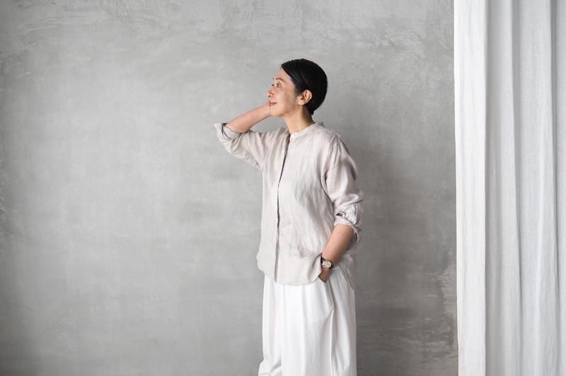 HAND ROOM WOMENS | フレンチリネン バンドカラーシャツ - Daja