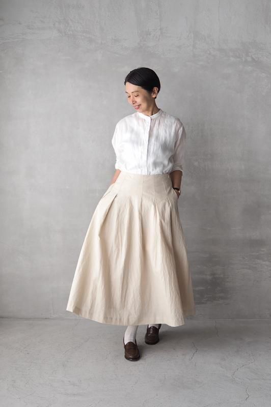 HAND ROOM WOMENS | フレンチリネン バンドカラーシャツ - Daja