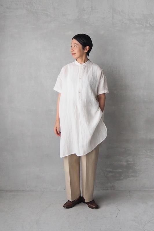 SOIL | リネン バンドカラーロングシャツ〈60s LINEN PLAIN