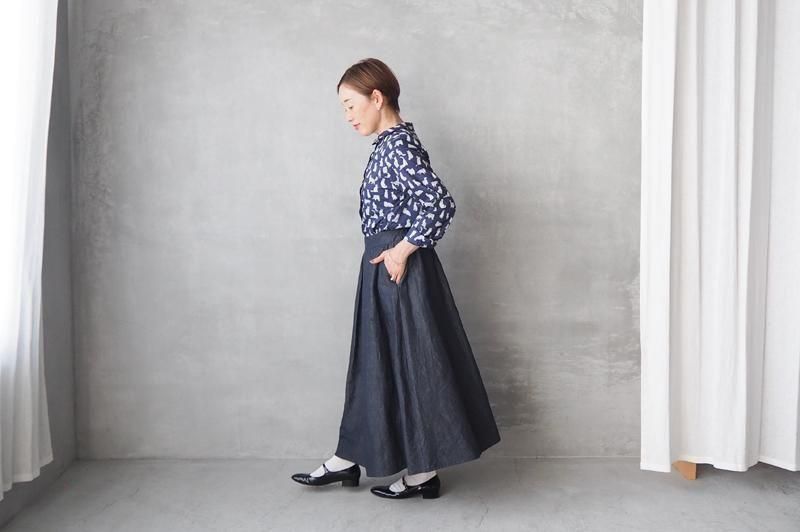 Vent d'ouest コットンリネンダンガリー タックスカート | - Daja