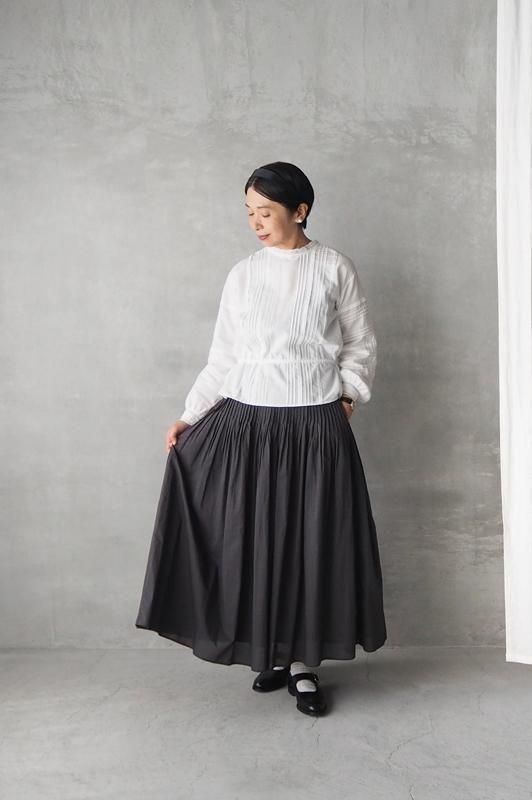 新品【メゾン ド ソイル】COTTON SILK LACE PINTUCK maison de soil | ツイルカディコットン ピンタック2wayブラウス