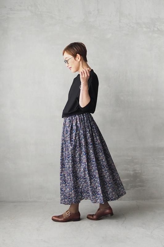 SOILスカート 20％OFF】SOIL（ソイル） コットン フラワープリント ギャザー