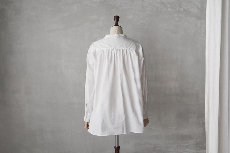 drawell | ドビーストライプ ビブヨークシャツ（ホワイト