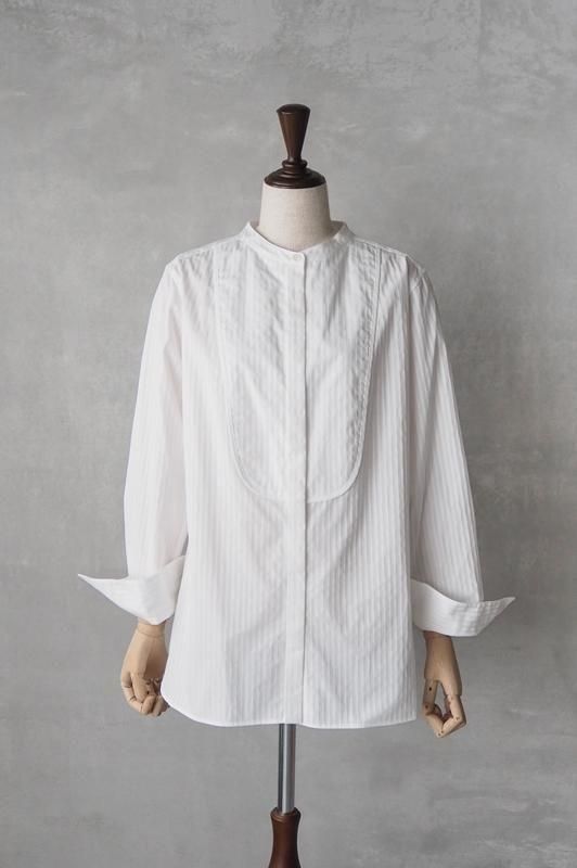 drawell | ドビーストライプ ビブヨークシャツ（ホワイト