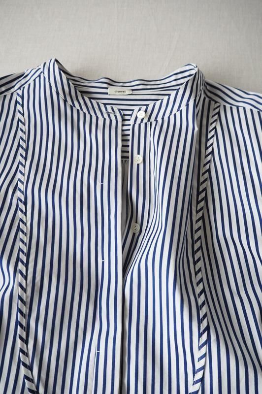 drawell | ドビーストライプ ビブヨークシャツ（ネイビー