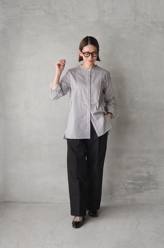 新品 DRAWELL ドビーストライプビブヨークシャツ drawell | ドビーストライプ ビブヨークシャツ（ホワイト