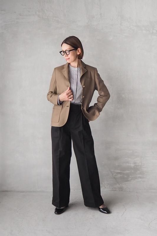 drawell | ドビーストライプ ビブヨークシャツ（ネイビー