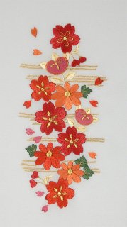 白羽二重地・桜橘刺繍
