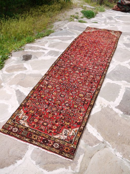 ヴィンテージラグ ペルシャ絨毯 ハマダン ランナー 約327×88