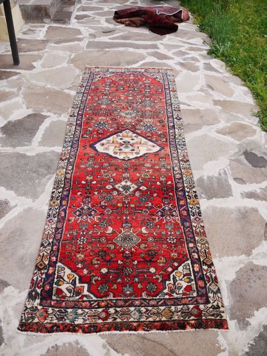 ヴィンテージラグ ペルシャ絨毯 ハマダン ランナー 約286×101