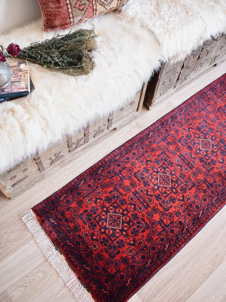 170cm×95cmアフガン絨毯 手織り絨毯 ヴィンテージ ウール - ラグ 