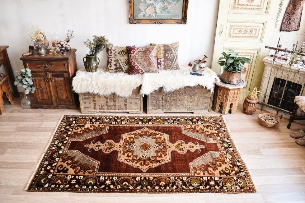 トルコ絨毯 オールド絨毯 マーデン セミアンティークラグ トルコ産 