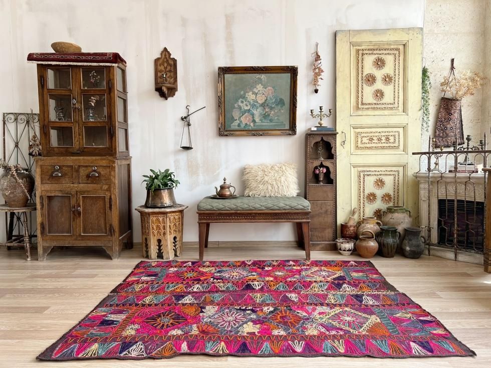 イラクの敷物 マーシュアラブの刺繍布 最安 48000円引き www