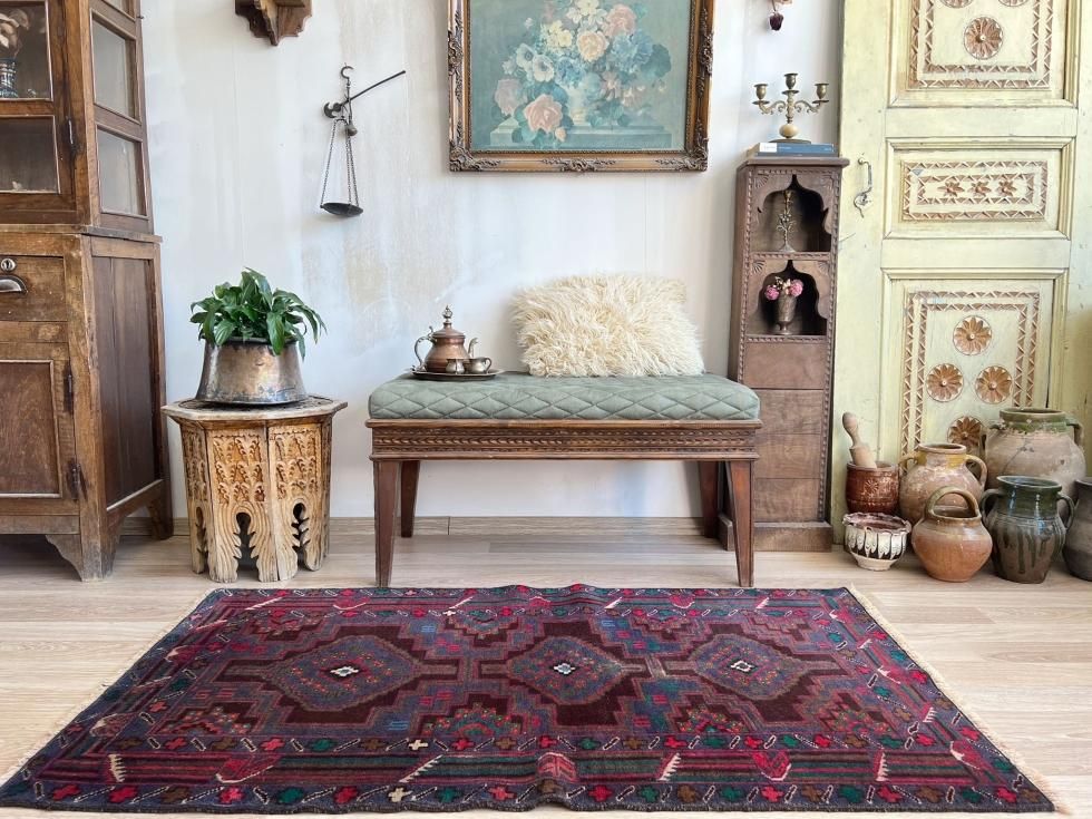 トライバルラグ　ヴィンテージラグ　トルクメン　エルサリ　プリミティブアート　美品 トライバルラグ ヴィンテージラグ トルクメン エルサリ