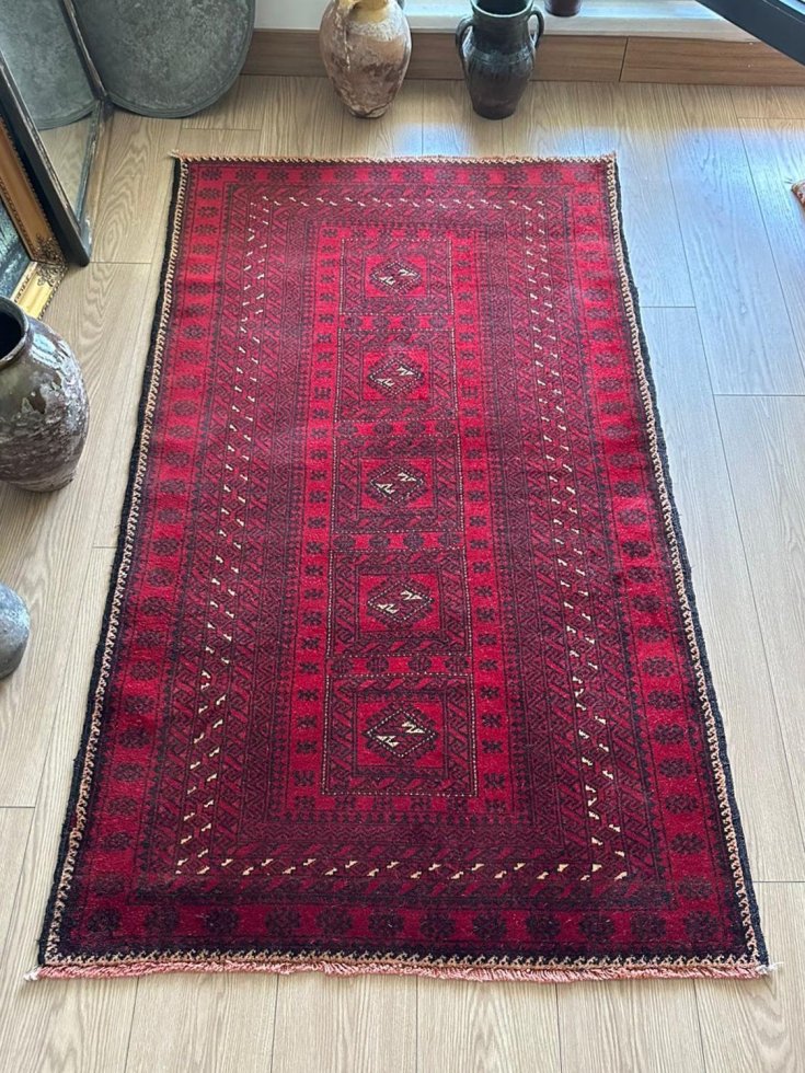 ヴィンテージ ハマダン産 ミルサルーク ペルシャ絨毯 124×61cm - ラグ