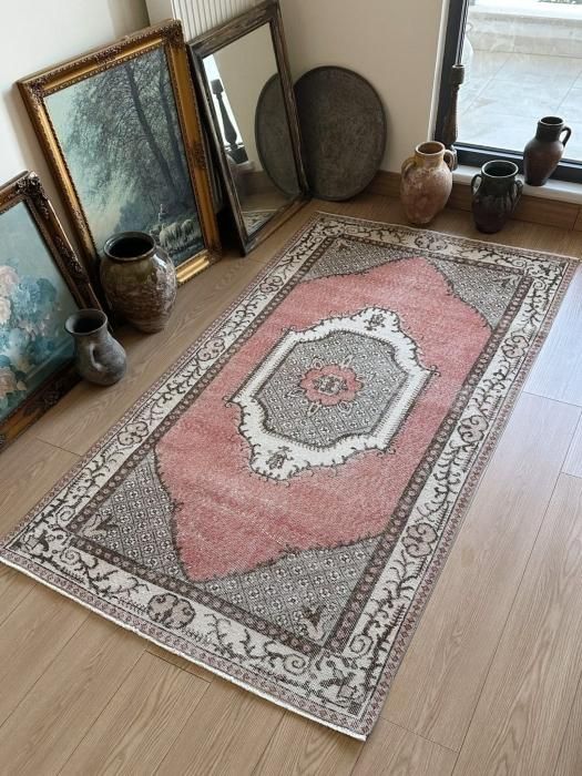 vintage rug トルコ ヴィンテージラグ ミニラグ グリーン ブラウン