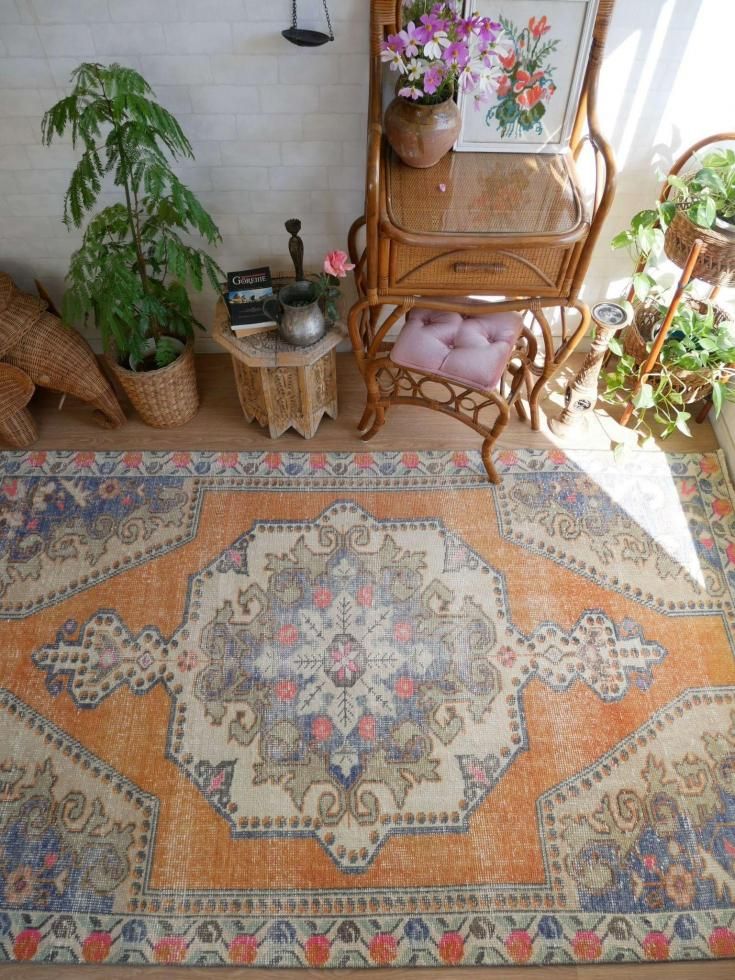 シノワズリ　213×110 トルコヴィンテージラグ　ペールカーキ トルコラグ シノワズリ 213×110 トルコヴィンテージラグ ペールカーキ