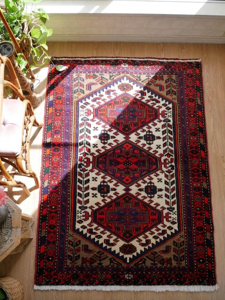 ペルシャ絨毯ハマダンスパーヴィンテージラグ56cmx84cm オールド絨毯 ヴィンテージラグ イラン ペルシャ絨毯 ランナー