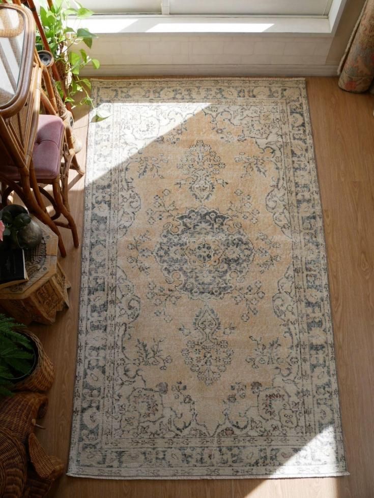 ビンテージ　ターキッシュ　ラグ　トルコ　絨毯 ヴィンテージターキッシュラグ オーバーダイラグ トルコラグ