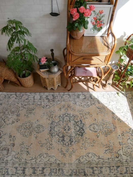 超超大判3m 紋章柄150x295 ベージュ　キャラメル　トルコヴィンテージラグ Kilim Designs