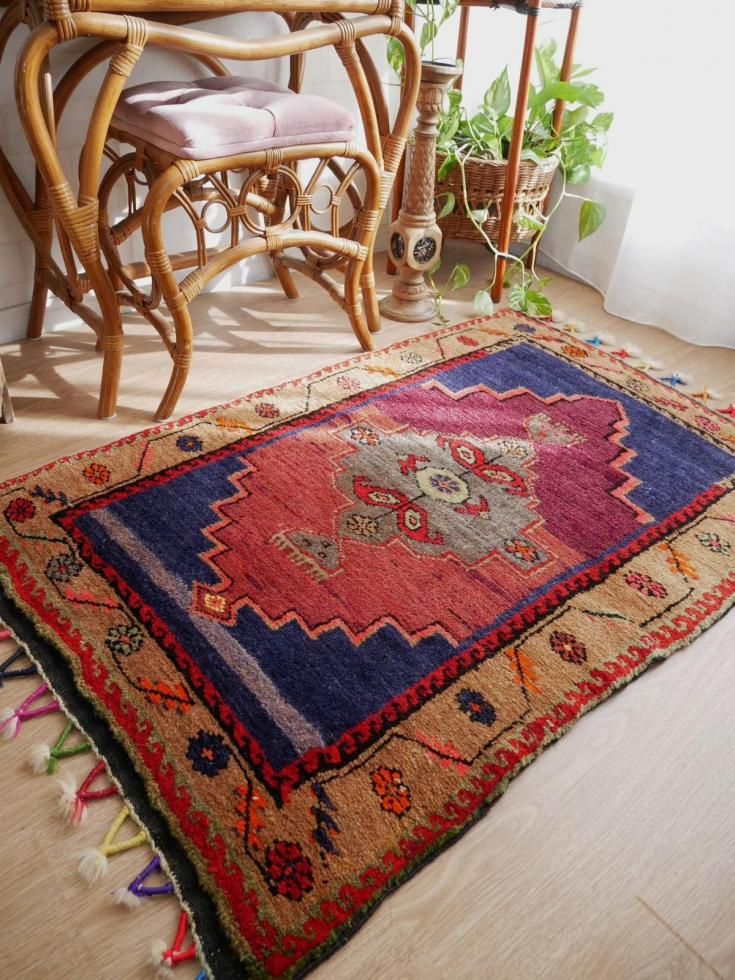 トルコヴィンテージラグ キリムラグ ターキッシュラグ ヴィンテージターキッシュラグ オーバーダイラグ トルコラグ