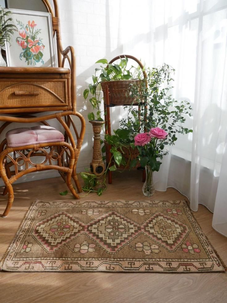 オールド絨毯 ヴィンテージラグ トルコ絨毯 ヤストゥック