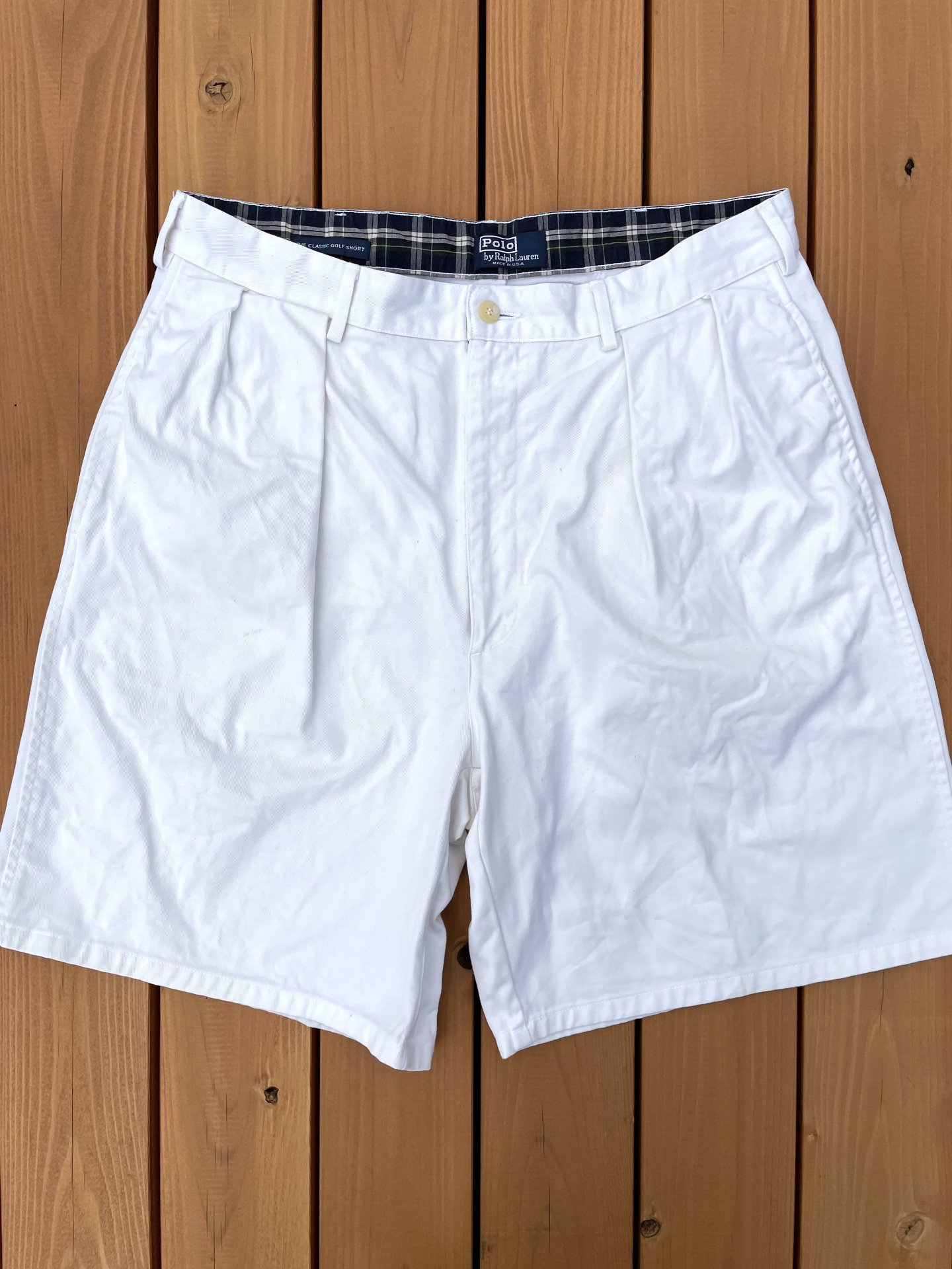 VINTAGE "Polo by Ralph Lauren" CHINO SHORTs WHITE MADE in USA - container