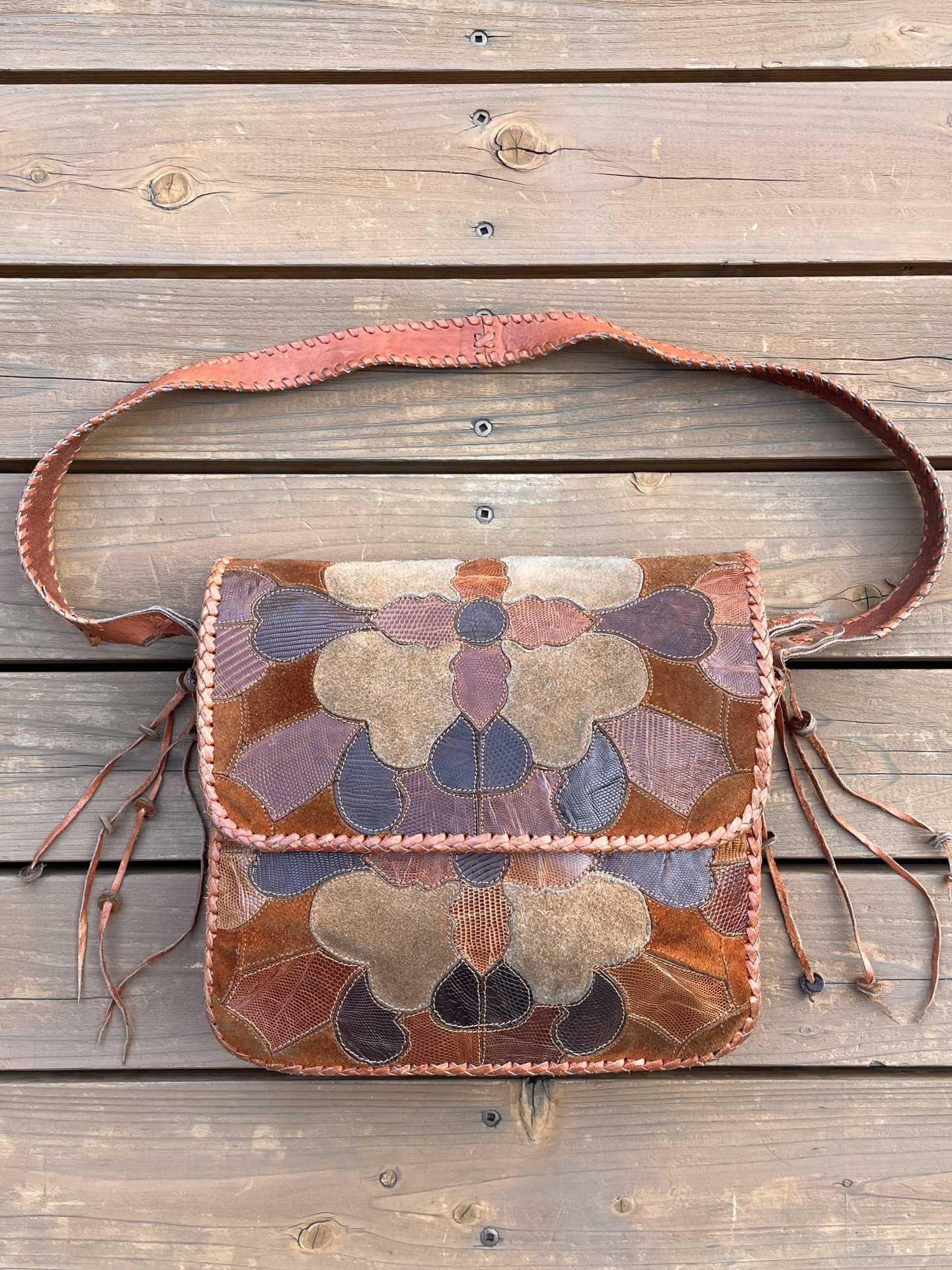 1970's LEATHER PATCHWORK BAG by 