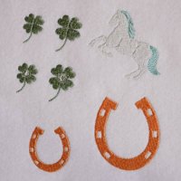 ワンコイン・デザインPack118（ラッキーアイテム・馬・馬蹄・クローバー  ７種類）刺繍データ