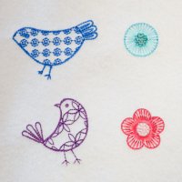 ワンコイン・デザインPack137（北欧風モチーフの鳥と花）刺繍データ