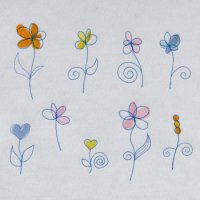 ワンコイン・デザインPack138（手書き風のお花）９種類　刺繍データ