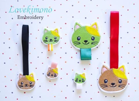 猫ちゃん名札ワッペン お名前刺繍セット ネームタグ 手作り