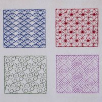 ワンコイン・デザインPack215（日本の文様A（青海波・麻の葉・唐草文・菱紋）4種類  刺繍データ