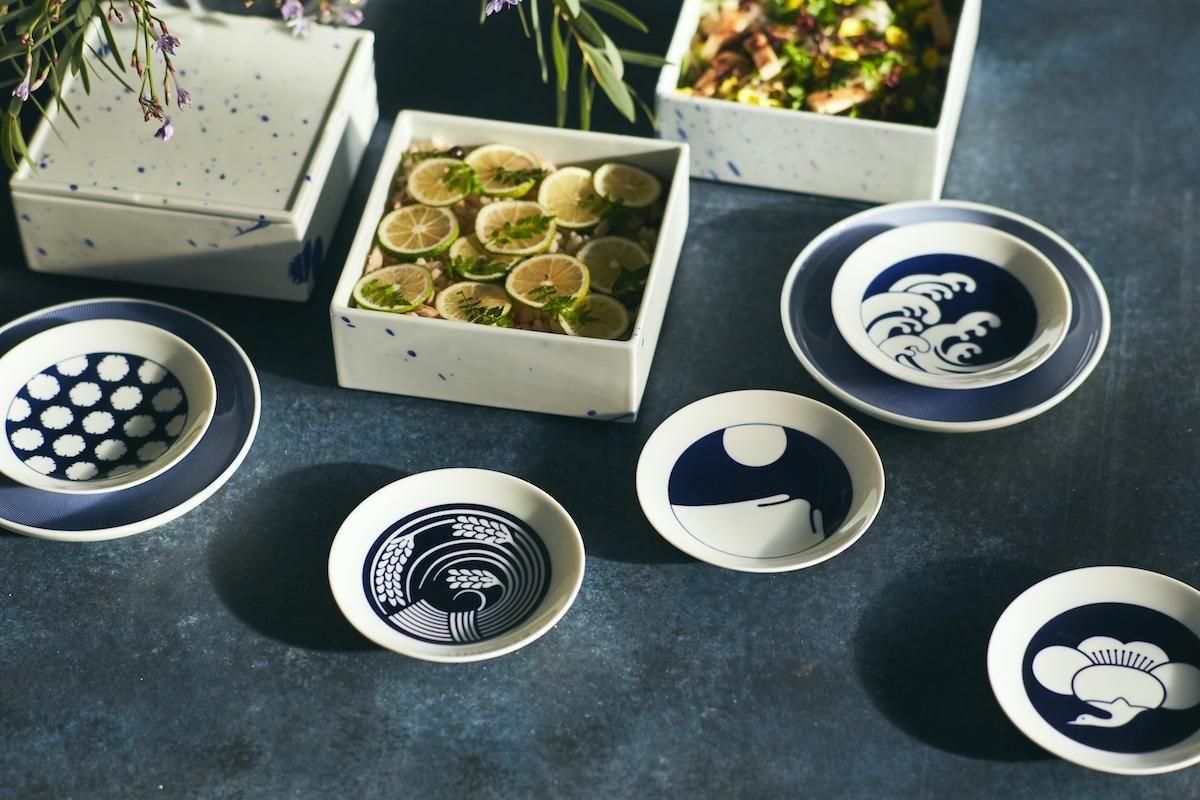 染付渦巻模様豆皿5個セット 染付渦巻模様豆皿5