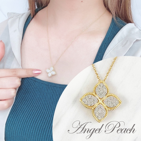 人工ダイヤモンド】スパークリング・フラワーパヴェ ネックレス 人工ダイヤモンド】スパークリング・フラワーパヴェ ネックレス