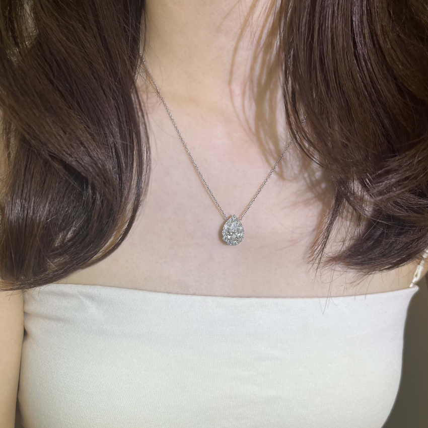 18k：オーダー】iconネックレス ペアシェイプカット 1ct ラボ