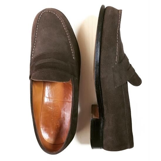 レディース 美品 J M Weston ジェイエムウエストン Signature Loafer シグニチャーローファー スエード Size 5 D ダークブラウン 旧ロゴ Chett