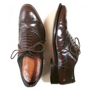 “美品” Santoni（サントーニ）Full Brogues Shoes（フル ブローグ シューズ）SHABBY CHIC アンティーク加工 Size:7.5 ダークブラウン