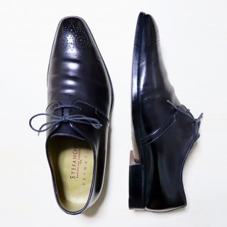 “美品” STEFANO BI（ステファノ ビ）Semi Square Toe Classic Derby Shoes（セミスクエアトゥクラシック ダービーシューズ）7.5 パープルブラック