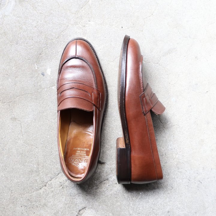 <img class='new_mark_img1' src='https://img.shop-pro.jp/img/new/icons1.gif' style='border:none;display:inline;margin:0px;padding:0px;width:auto;' />“美品” GRENSON（グレンソン）コインローファー  UK6.5 D ブラウン 18040/29 旧ロゴ 90s