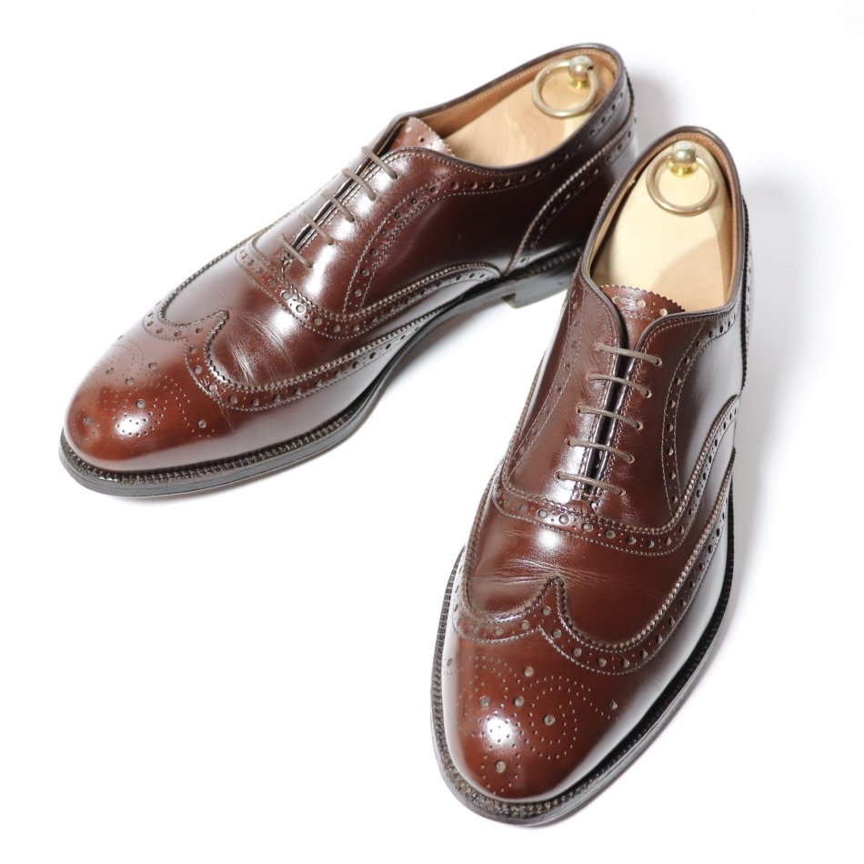 極美品/希少品” ALDEN（オールデン）902 Wing Tip Bal / ウィングチップ バル US9 D ハンプトンラスト ダークブラウン  カーフスキン 旧ロゴ 1986年7月製 - Chett