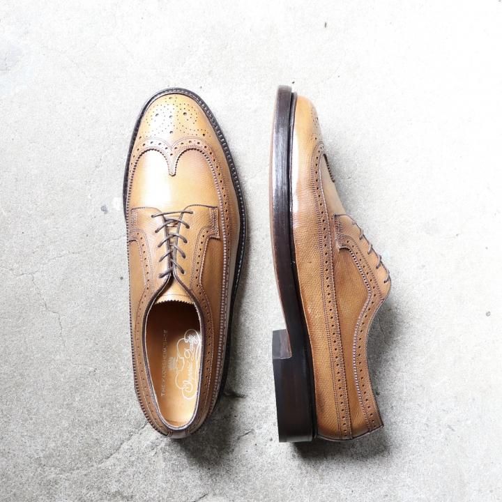 美品　希少　CARMINAシボ革ウイングチップ　ブラウン×ホワイト　6 1/2 美品 希少 CARMINAシボ革ウイングチップ ブラウン×ホワイト 6 1