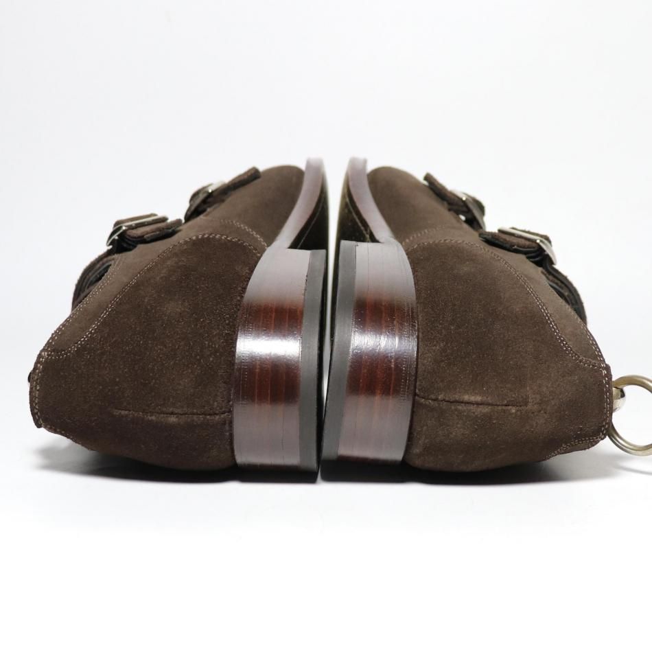 SHETLANDFOX ダブルモンクストラップ US8 ブラウン スエード 革靴 SHETLANDFOX ダブルモンクストラップ US8 ブラウン スエード