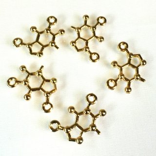 分子構造 理系チャーム(4個) ゴールド 【C】