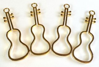 楽器セッティング バイオリン空枠 カン付きレジンフレーム ゴールド 4個